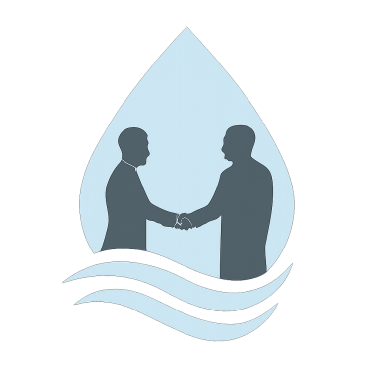 Two people connecting within a water droplet