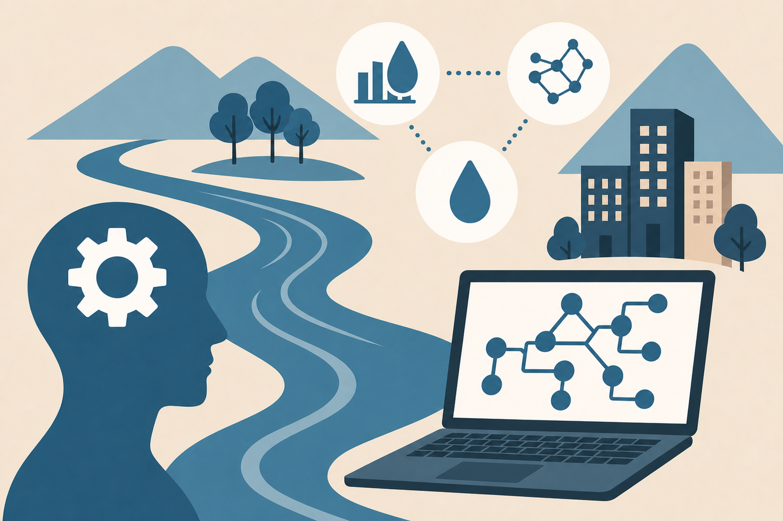 A connected human-water system spanning agriculture, cities, and watersheds